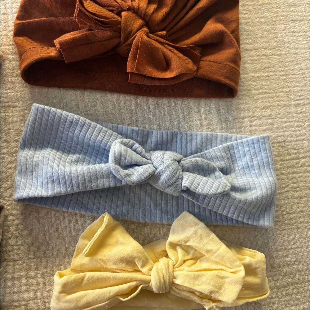 Nordstrom Kids Bow & Knot Headband Set - Peach, Rust, Blue, Yellow, Beige, Gray